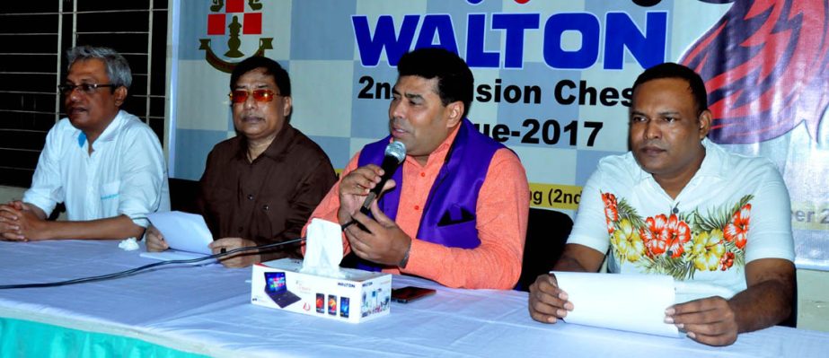 Operative Director (Head of Sports & Welfare Department) of Walton Group FM Iqbal Bin Anwar Dawn speaking at a press conference at Bangladesh Chess Federation hall-room on Saturday.