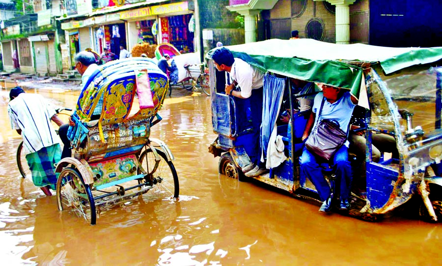 Waterlogging created at Basabo, Mothertek area. This photo was taken on Monday.