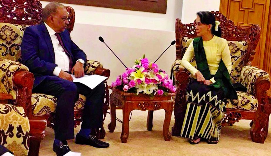 A ten-member delegation led by Home Minister Asaduzzaman Khan Kamal attended the hour-long discussion on resolving Rohingya crisis with State Counsellor and leader of the Myanmar ruling party Suu Kyi at her office on Wednesday.