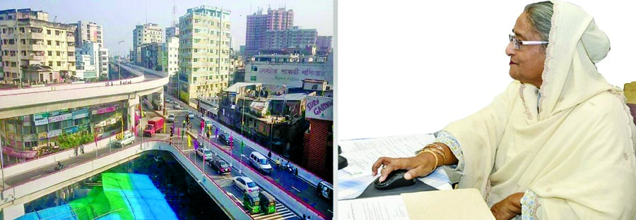 Prime Minister Sheikh Hasina inaugurated the last section of the Mouchack- Moghbazar flyover via video conference at the Ganabhaban on Thursday.