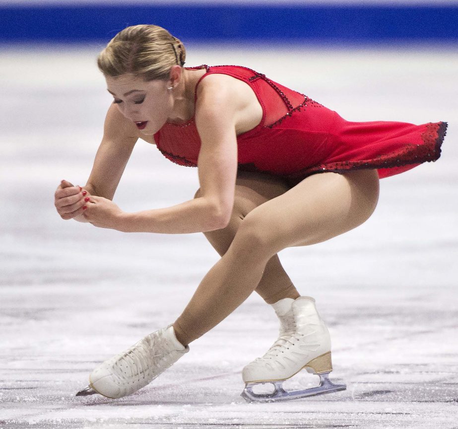 Canada's Alaine Chartrand performs her short program in the women's competition at Skate Canada International in Regina, Saskatchewan on Friday.