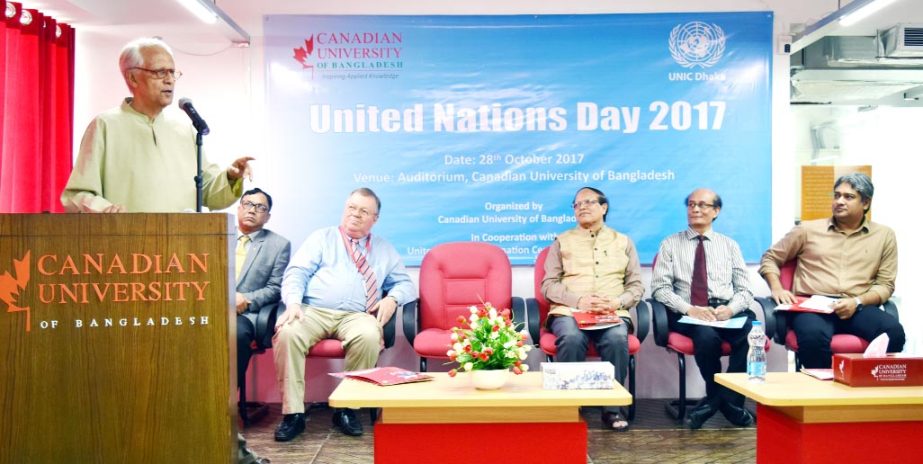 A view of the celebration of United Nations' Day - 2017 at Canadian University on Saturday.