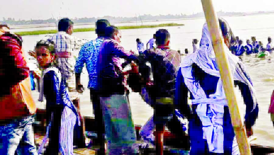 Local people and fire service men recovered the bodies of four JSC examinees drowned as overloaded boat carrying about 100 students capsized at Pagla River in Nabinagar upazila on Wednesday morning.