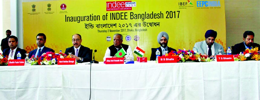 Industries Minister Amir Hossain Amu, inaugurated a 3 day long Indian engineering exhibition- 'INDEE Bangladesh 2017' organised by EEPC of India at a convention center in the city on Thursday. Indian High Commissioner to Bangladesh Harsh Vardhan Shringl