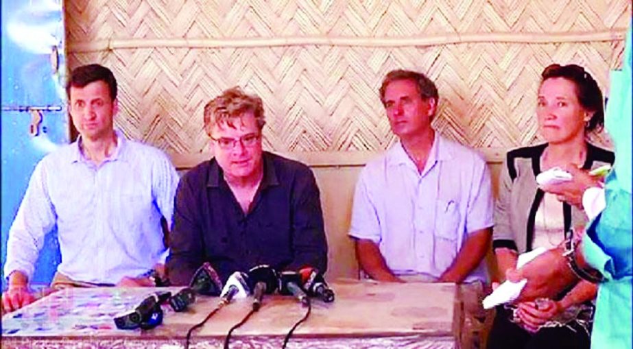 A US delegation led by the Acting Assistant Secretary of State for Population, Refugees and Migration, Simon Henshaw, visited the Rohingya refugee camps in Cox's Bazar on Friday and answered different queries of the newsmen at a press conference.