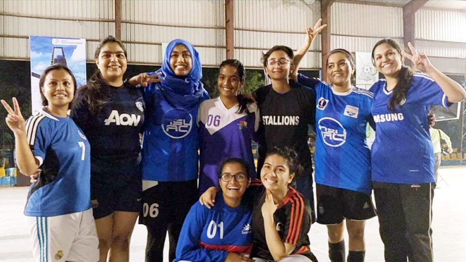 Player of Goal Diggers, who became unbeaten champion in the 2-day long Futsal tournament which began at the National Handball Stadium on Friday. The winners were awarded with medals, a trophy and prize money of Tk 15,000 . The members of winning team are