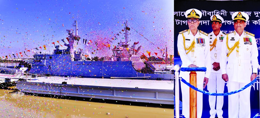 President Md Abdul Hamid formally commissioning of function of four warships handed over to Bangladesh Navy at Titumir Naval Base Jetty of Khalishpur on Wednesday. PID photo