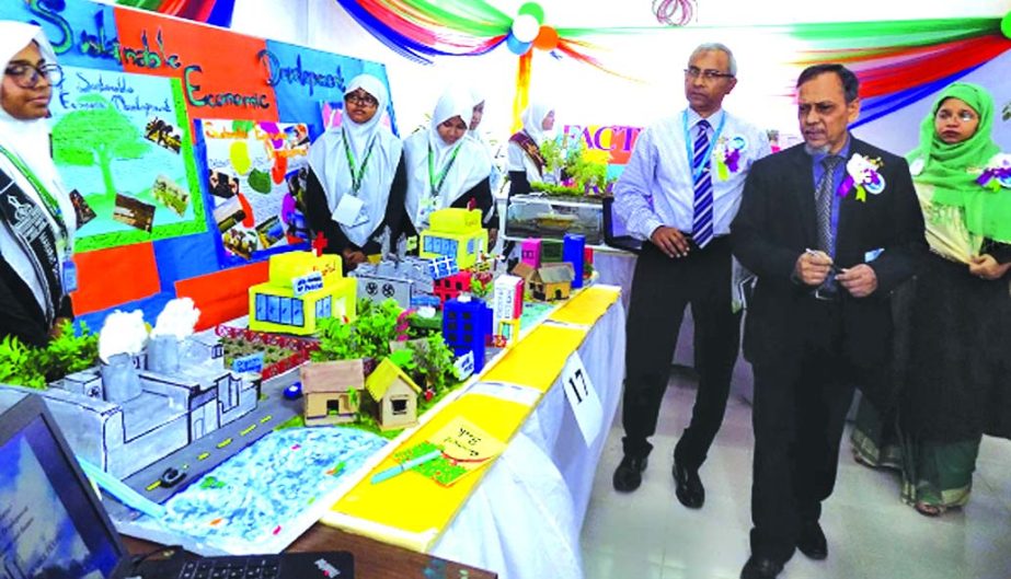 Hamidul Islam Mia, Former secretary and Trustees of Manarat Dhaka International School and College, visiting after inauguration a trade fair held at the college premises in the city on Friday.