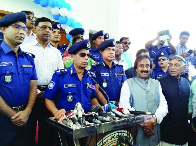CHAPAINAWABGANJ : Inspector General of Police AKM Shahidul Hoque speaking at the inaugural programme of the newly constructed four storied building of Shibganj thana as Chief Guest on Thursday.