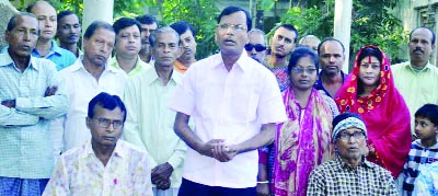 RAMPAL(Mongla): Sheikh Moajjem Hossain, Upazila Vice Chairman, Rampal Sadar Upazila speaking at the inaugural programme of Nath Mondir as Chief Guest on Wednesday.