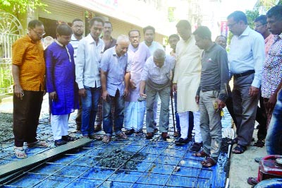 SYLHET: Ariful Huq Chowdhury, Mayor, Sylhet City Corporation visiting construction works of RCC Road at Tatipara area recently.