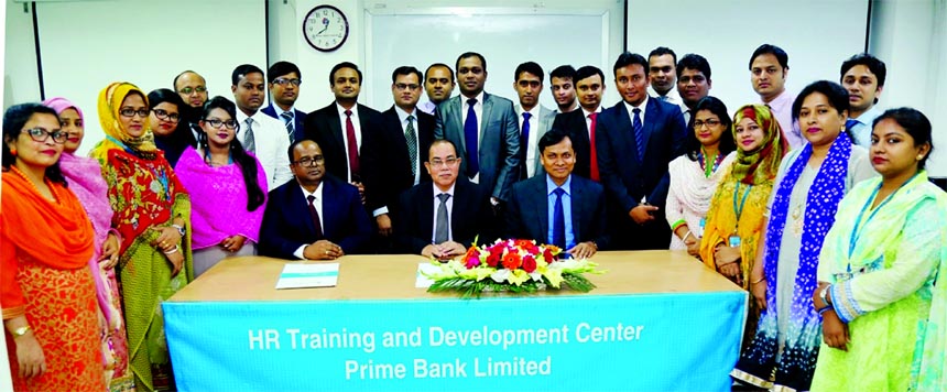 Habibur Rahman, DMD of Prime Bank Limited, poses with the participants of the closing ceremony of '87th Foundation Training Course' at the bank's HR Training and Development Center in the city recently. Md. Amzad Hossain, EVP, Branches Network Division