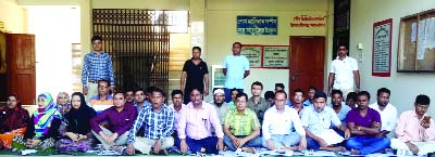 TRISHAL (Mymensingh): Trishal Pourashava Employees Association observing sit-in programme and work abstention in front of Pourashava Office yesterday demanding salary and pension from Government fund .