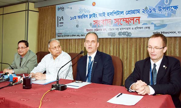 A press conference was arranged by Orbis Flying Eye Hospital at Chittagong Eye Hospital Auditorium on Friday morning where officials of Oribis, Ctg Eye Hospital were present among others.