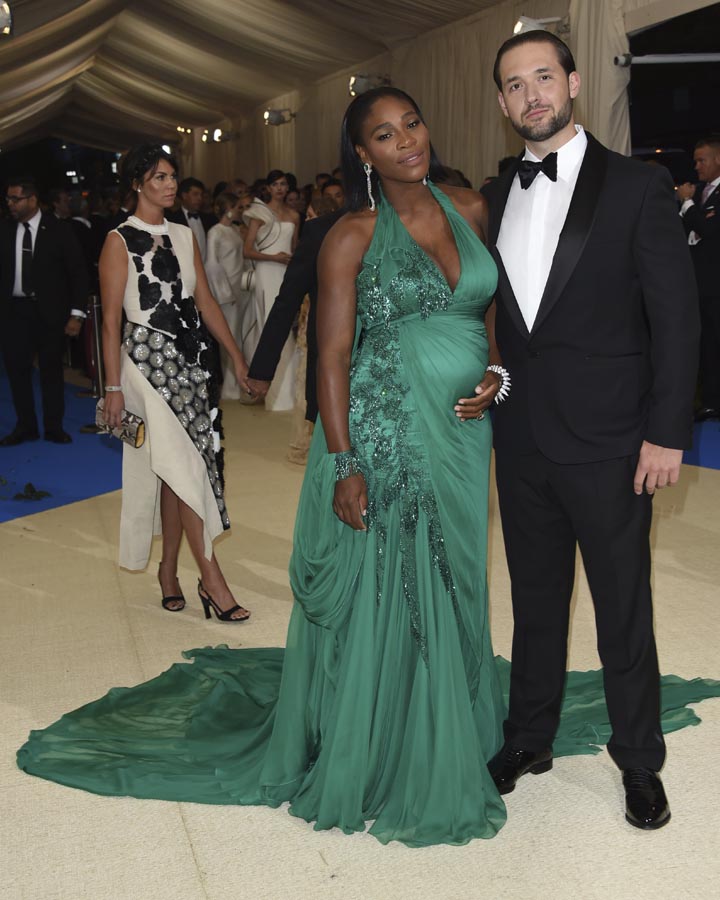 In this Monday, May 1, 2017 file photo, Serena Williams (left) and Alexis Ohanian attend The Metropolitan Museum of Art's Costume Institute benefit gala celebrating the opening of the Rei KawakuboComme des GarÃ§ons: Art of the In-Between exhibition in