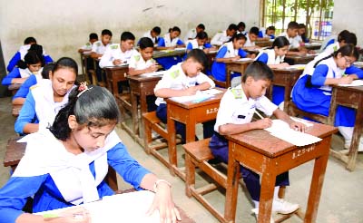 BOGRA: Students at Bogra Zilla School participating in the PSC Examination which began on Sunday.