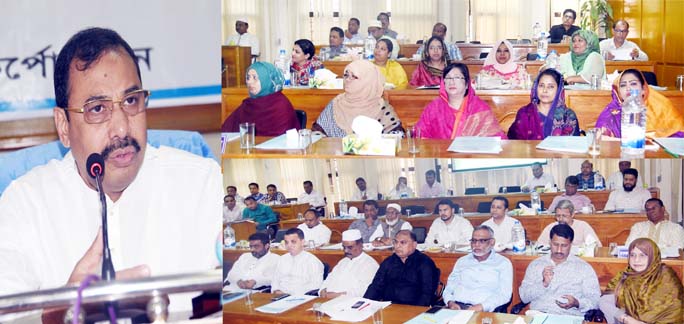 CCC Mayor A J M Nasir Uddin addressing the meeting of 28th general meeting of elected representatives of CCC as Chief Guest on Monday.
