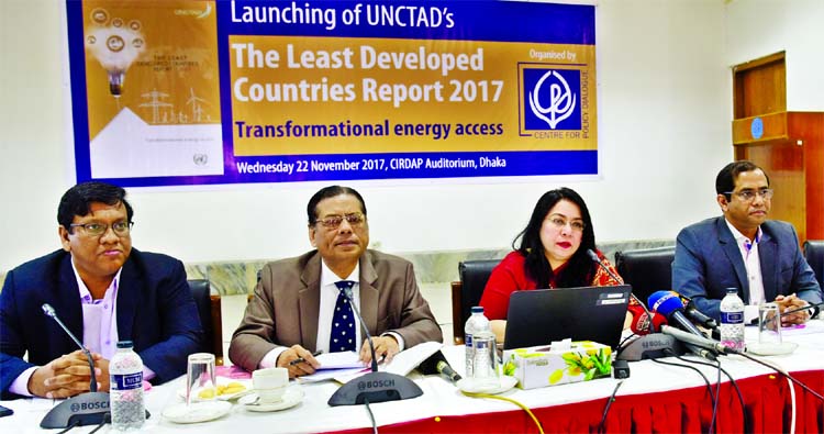 Executive Director of the Centre for Policy Dialogue (CPD) Dr Fahmida Khatun presented the key note paper at a press briefing organized to launch the UNCTAD's LDCs Report 2017 on Transformational Energy Access in the city's CIRDAP auditorium on Wednesda