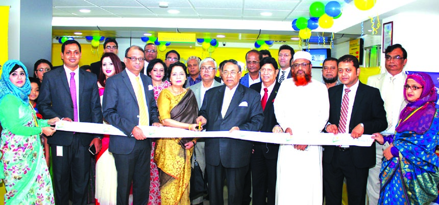 Mir Nasir Hossain, Director of Eastern Bank Limited, inaugurating its 84th branch at city's Begum Rokeya Sarani in Shewrapara on Wednesday. Ali Reza Iftekhar, Managing Director, Hassan Or Rashid, ADM, M Nazeem Anwar Choudhury, Head of Consumer Banking an