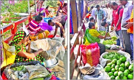 Most foot-over bridges in city now have become full fledged kitchen market as vested quarter occupied the spaces to run their trade. The authorities concerned keep their eyes shut over the problem as they get handsome toll from the traders everyday. This