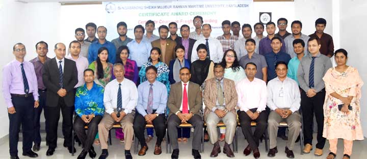 Participants of a certificate course on "Freight Forwarding" held recently at the auditorium of Bangabandhu Sheikh Mujibur Rahman Maritime University, Bangladesh at Pallabi in the capital.
