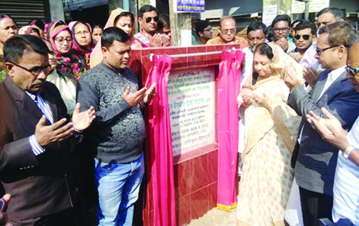 KESHABPUR (Jessore): State Minister for Public Administration Ismat Ara Sadek MP inaugurating road development works of Keshabpur Pourashava as Chief Guest recently.