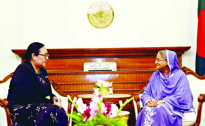 UN Under Secretary Fekitamoeloa Katoa Utoikamanu made a courtesy call on Prime Minister Sheikh Hasina at her office yesterday morning. Photo : BSS