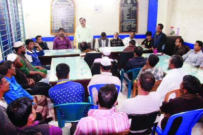 SYLHET: Nazim Hossain, President, Sylhet City BNP addressing at view exchange meeting marking the upcoming Sylhet City Corporation election organised by Modina Market Business Association as Chief Guest recently.