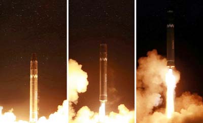 North Korean leader Kim Jong-Un said the test of the Hwasong-15 weapons system had helped his country achieve the goal of becoming a full nuclear power.