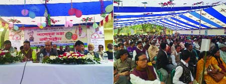 KISHOREGANJ: Md Azimuddin Biswas, DC, Kishoreganj speaking as Chief Guest at a discussion on Prime Minister's ten special projects and district branding organised by District Administration at Binnagao Govt Primary School ground on Tuesday.