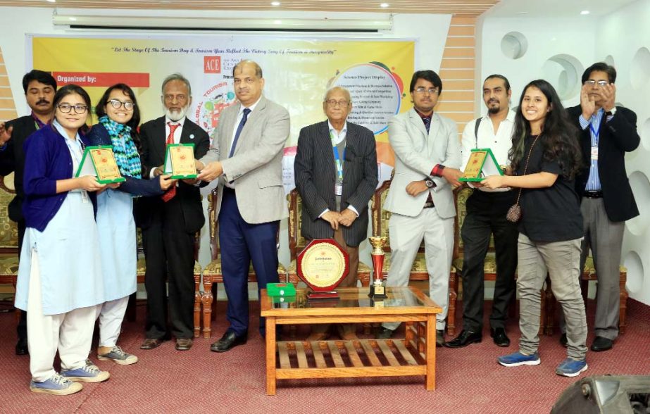 Prof Dr Yousuf Mahabubul Islam, Vice Chancellor, Daffodil International University distributing prizes among the winners of Viqarunnesa Noon School and College at the "ACE 1st International Education and Cultural Carnival Bangladesh 2017" held at the Un
