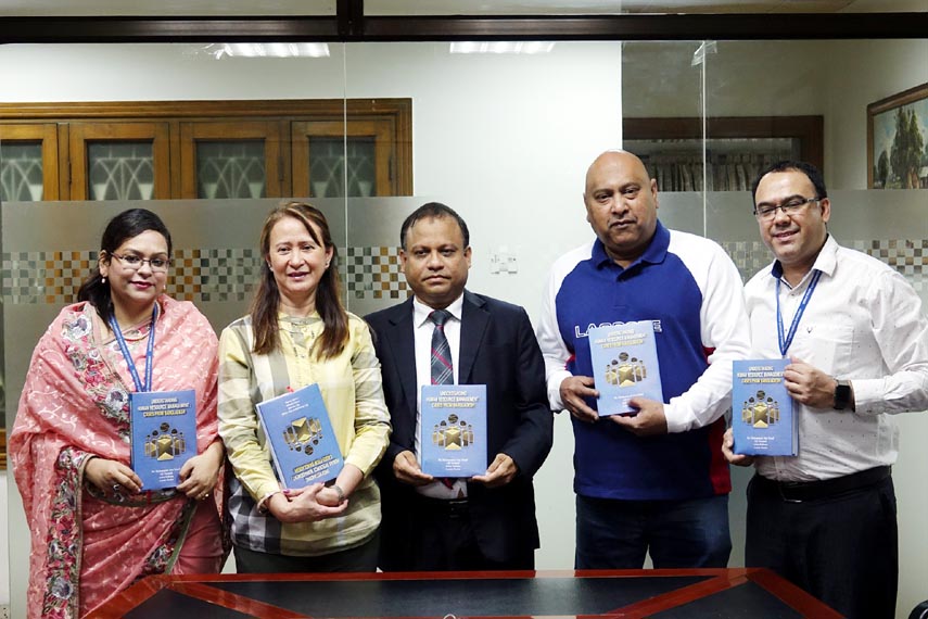 Vice Chancellor of American International University Bangladesh Dr Carmen Zita Lamagna is seen at the launching program of a book on HRM held at the University campus recently.
