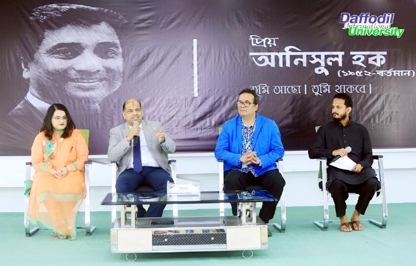 Prof Dr Yousuf M Islam, Vice Chancellor, Daffodil International University speaks at the "Meet the Press" program on launching of "Annisul Huq Study Center" and "Daffodil Change Maker Award" held at the University campus on Tuesday.