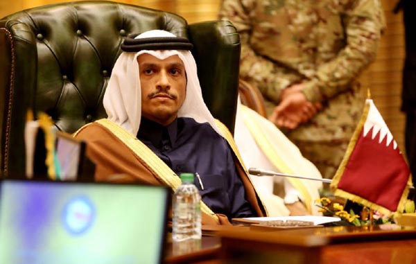 Qatar Foreign Minister Mohammed bin Abdulrahman al-Thani at the GCC foreign ministers' meeting in Kuwait City on Monday.