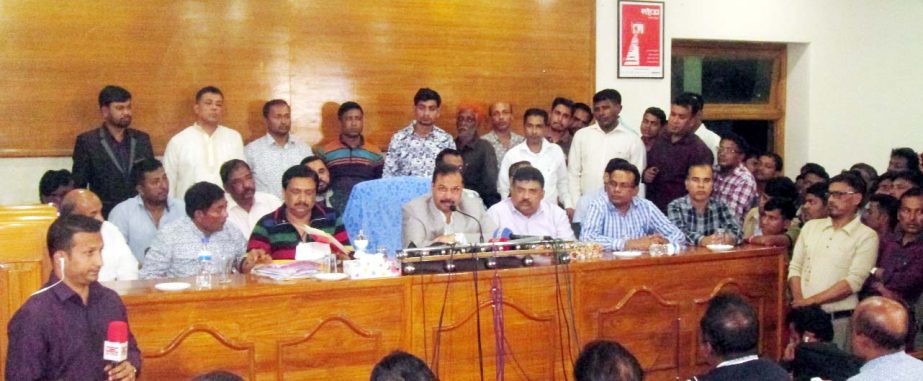 CCC Mayor A J M Nasir Uddin addressing a meeting of Chittgaong Metropolitan Gono Paribahan Malik Sangram Parishad and BRTA in the Port City on Tuesday.