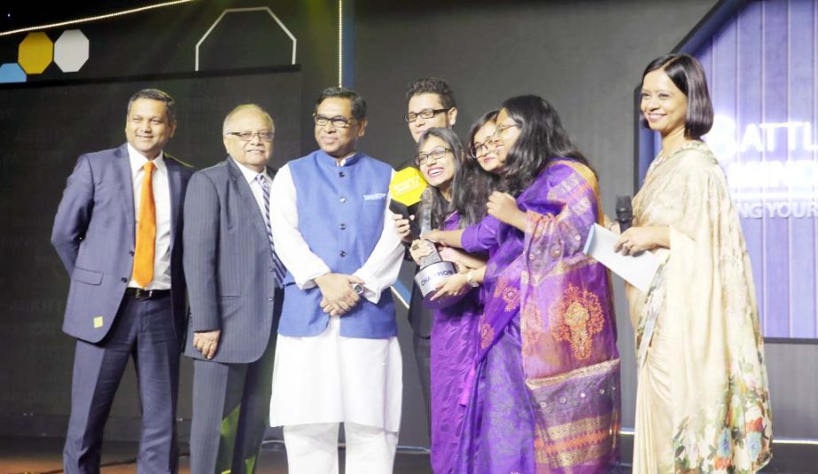 Nasrul Hamid, MP, State Minister for Power, Energy and Mineral Resources is seen at the prize giving ceremony of Battle of Minds-2017 Awards held in the city on Wednesday.