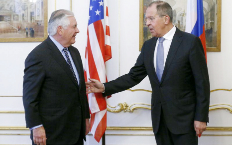 Sergei Lavrov, Russian foreign minister, meets Rex Tillerson, US secretary of state, in Vienna