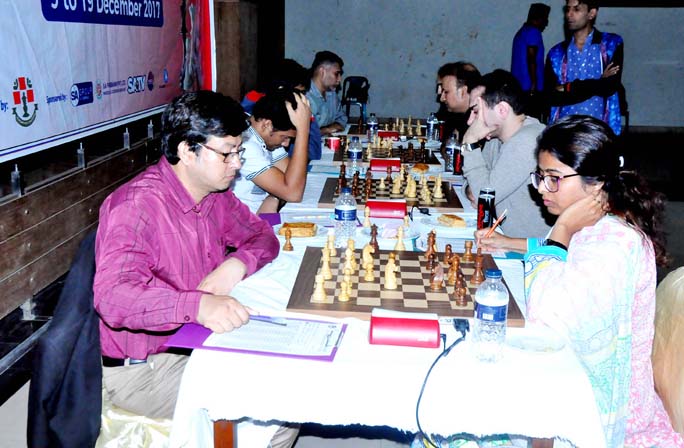 A scene from the SA Group Premier Division Chess League at the Auditorium of the National Sports Council Tower on Sunday.