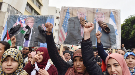 Demonstrators in Rabat expressed their opposition to Trump's decision