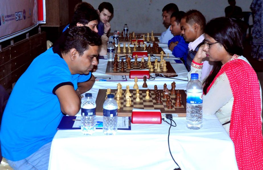 A scene from the SA Group Premier Division Chess League at the Auditorium of the National Sports Council Tower on Wednesday.
