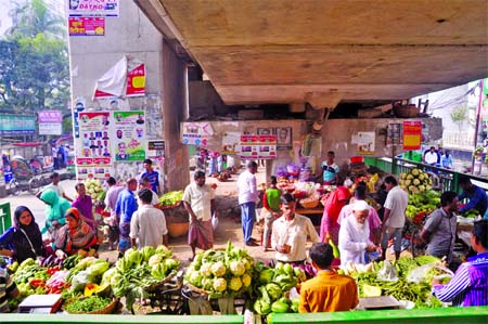 Seven flyovers have been built to ease traffic congestions in Dhaka City in over a decade, and strangely the lower portion of all these infrastructures have been illegally occupied as kitchen markets, workshops or others by the influential quarters. The p