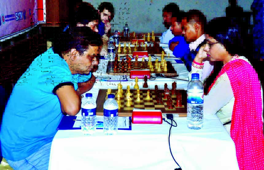 A scene from the matches of the SA Group Premier Division Chess League at the Auditorium of the National Sports Council Tower on Thursday.