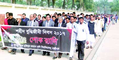 GAZIPUR: Bagabandhu Sheikh Mujibur Rahman Agriculture University, Gazipur brought out a mourning rally in observance of the Martyred intellectuals Day yesterday.