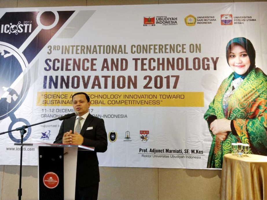Dr Md. Sabur Khan, Chairman, Daffodil International University presents his keynote presentation at the 3rd International Conference on Science, And Technology Innovation 2017 in Indonesia recently.