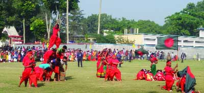MADHUKHALI (Faridpur): Students of Madhukhali Pilot High School attended a display on the occasion of the Victory Day on Saturday.