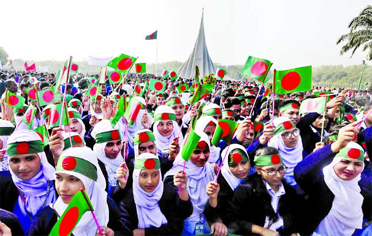People of all walks of life including female students thronged the Savar National Memorial marking the 47th Victory Day on Saturday.