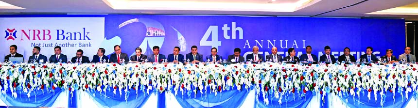 Mohammed Mahtabur Rahman, Chairman of NRB Bank Limited, presided over its 4th AGM at a hotel in the city on Sunday. The AGM approved 12 percent cash dividend for 2016. Md. Mehmood Husain, Managing Director, Tateyama Kabir, Vice-Chairmen, Kamal Ahmed, EC C