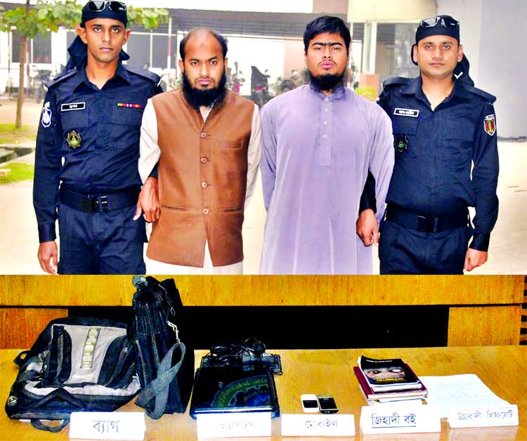 Members of RAB in a drive arrested two suspected members of Ansarullah Bangla Team (ABT) from Ikbardi in Araihazar upazila of Narayangonj on Monday night.