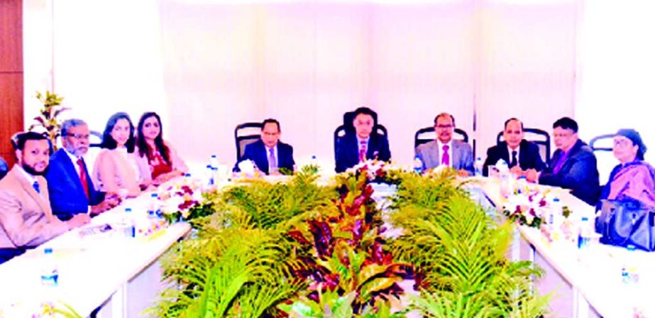 Abdullah Al-Mahmud (Mahin), Chairman of Crystal Insurance Company Limited, presiding over its 76th Board of Directors Meeting at its head office in the city recently. Mia Fazle Karim, CEO, AHM Mozammel Hoque, Md. Tajul Islam, Asoke Ranjan Kapuria, Shahzad