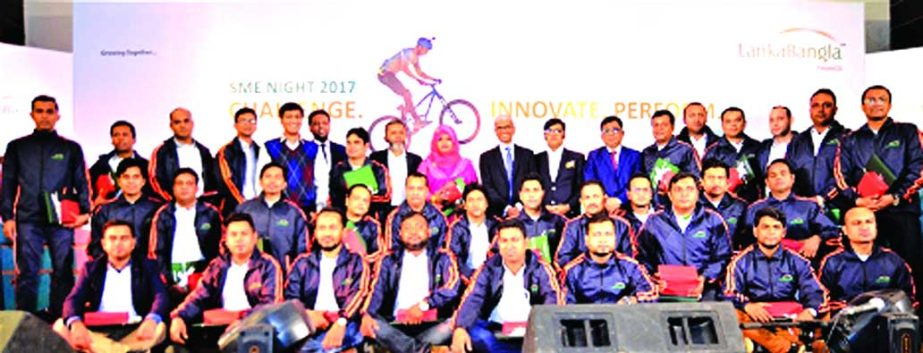 LankaBangla finance organized SME Night'2017 at a city hotel recently. Managing Director Khwaja Shahriar along with Md Kamruzzaman Khan, Head of SME Division of the company distributed crest to the top performers. SME clients of its company were also pre